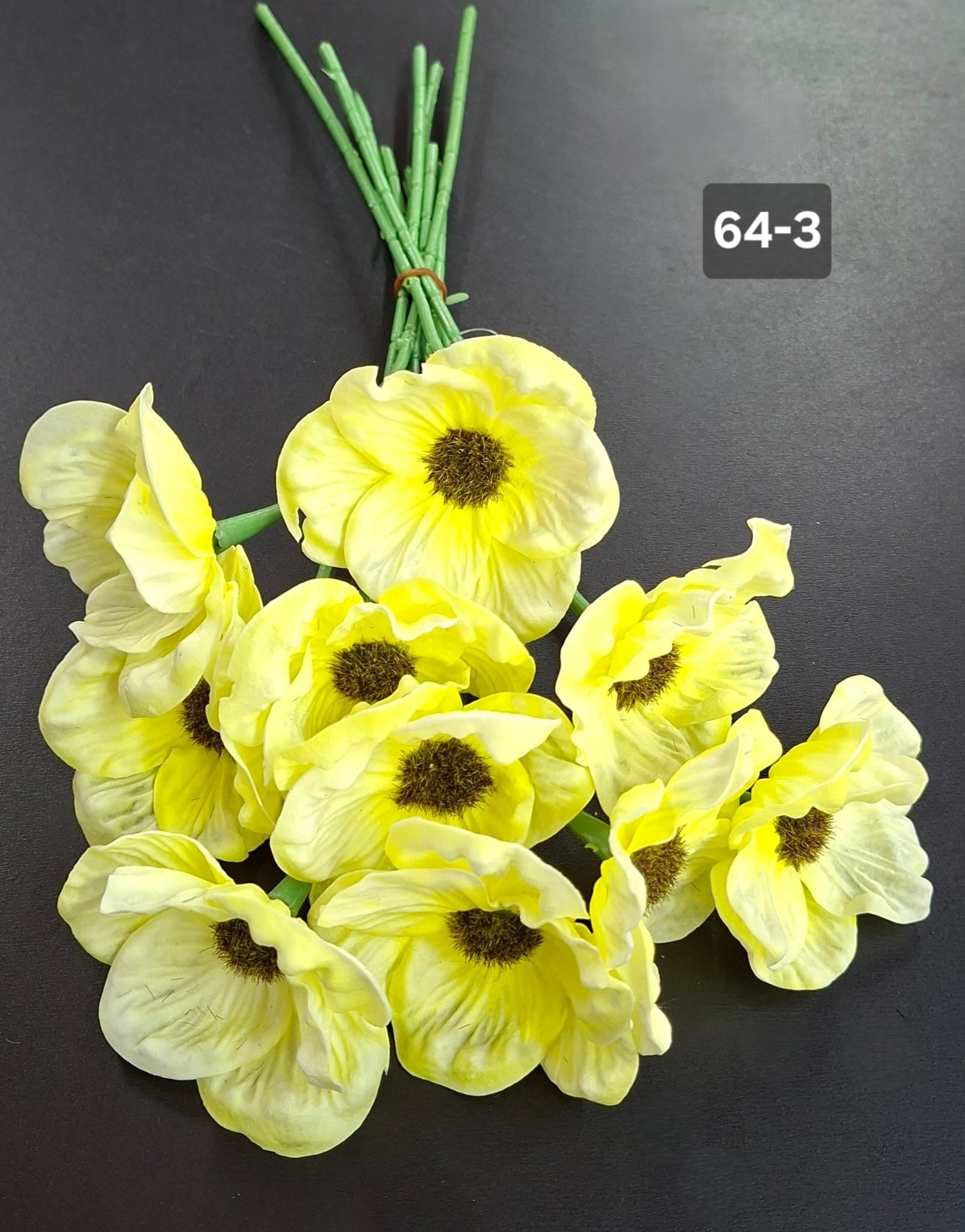Anemone artificiale galbene 33cm – set 10 fire
